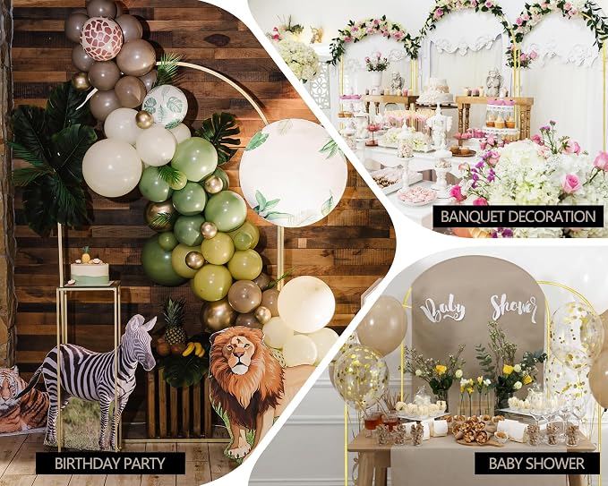 COLRASN Wedding Arch Backdrop Stand Set of 2 Gold Metal Balloon Arch Stand 7.2FT & 6.6FT Backdrop Frame for Birthday Party Wedding Ceremony Graduation Bridal Baby Shower Event Decor