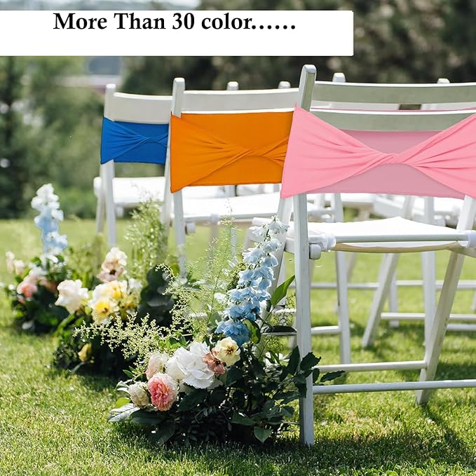 MDS Pack of 200 Spandex Chair Sashes Bows Elastic Stretch Dining Chair Bands Ties Without Slider Buckle Universal fits for Wedding Baby Shower Birthday Party Banquet Event Decoration - Dark Teal