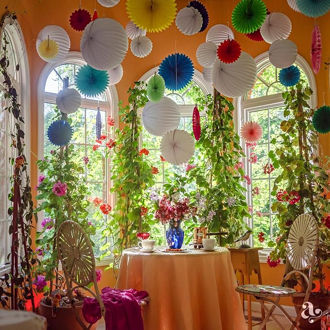 Colorful Paper Fans - Rainbow Party Decorations - Happy Birthday Decorations for Women, Men and Kids - Reusable Fiesta Party Decor by Avoseta (20 Piece Set, Assorted Sizes, Multicolor)
