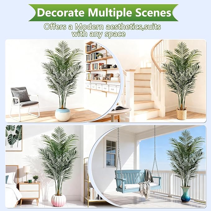 5.5ft Artificial Palm Tree Outdoor, Large Fake Tropical Areca Palm with 15 Trunks, Tall Faux Floor Plants for Indoor Living Rooms Offices Bedroom Home Decor
