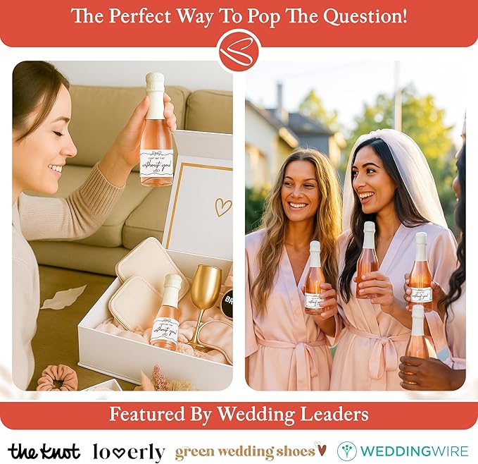 Stofinity 11 Will You Be My Bridesmaid Stickers Mini Champagne Labels - I Can't Say I Do Without You Bridesmaid Proposal Ideas, Maid of Honor and Matron of Honor Proposal Bottle Label
