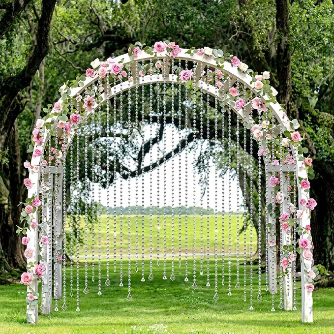 24 Pcs 79 Inch Clear Acrylic Crystal Garland Strands Hanging Crystal Strings Decoration Chandelier Beaded Chain Ornament Beaded Garland Curtain for Wedding Party Manzanita Tree Centerpiece