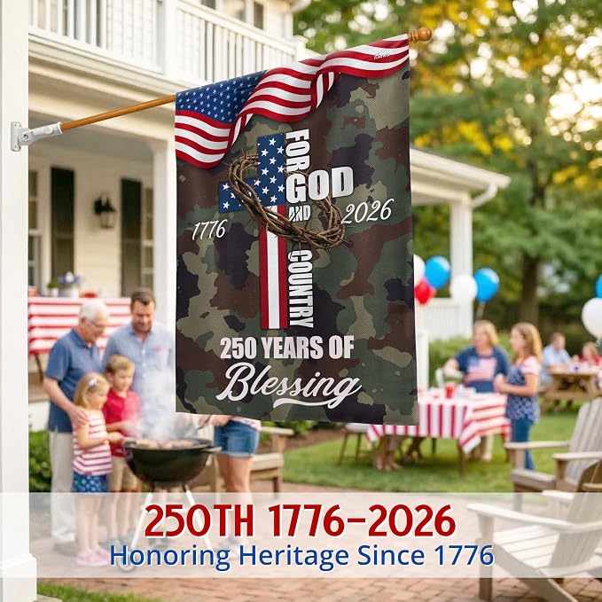 FLAGWIX American 250 Years of Blessing Flag - Polyester Double-sided Yard Flags For Outside House Flag (29.5" x 39.5") - 4th of July Decorations for Home Yard Garden Decor Banner, Gifts For Men Women