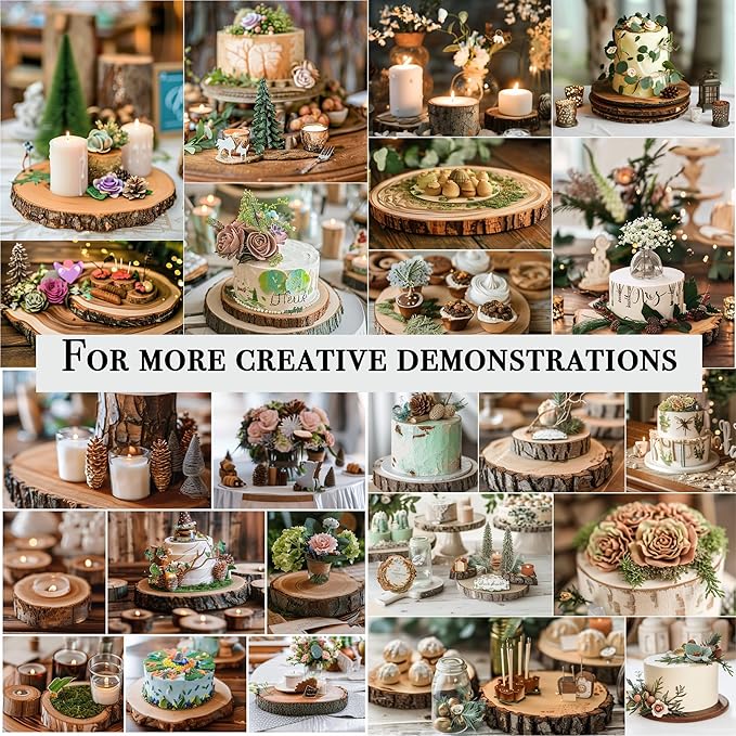 Wood Slices for Centerpieces 10 Pcs Natural Wood Rounds 6-7 Inch for Wedding Table Decor Rustic Centerpiece Base