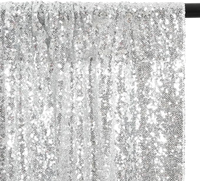 Eternal Beauty Silver Sequin Backdrop, 5x7 Ft Glitter Background Curtains for Shimmer Photography Party Wedding Birthday Back Drop Decor