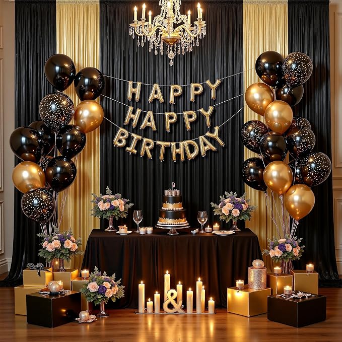 10x12ft Glitter Gold Backdrop Curtains, Sequin Curtains Wrinkle Free Polyester Drapes, Shimmer Back Drop Curtains for Parties Banquet Wedding Birthday Photography Background, 2 Panels 5x12ft