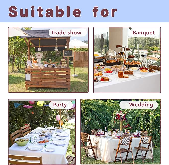 HolidayIdeas 4 Pack Fitted Table Clothes - 48 x 24 Inch - Butter Cream Rectangle Tablecloths for 4 Foot Tables, Polyester Fabric Folding Table Covers for Parties, Holiday Dinner, Wedding, Trade Show