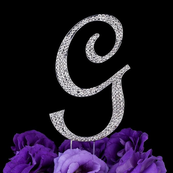 LOVENJOY Gift-Boxed 3" Rhinestone G Letter Cake Topper