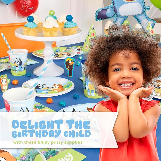 Bluey Birthday Decorations and Party Supplies | Serves 16 Guests | Bluey Party Decorations | Banner, Tablecloth, Foil and Latex Balloons, Plates and Napkins, Sticker | Officially Licensed