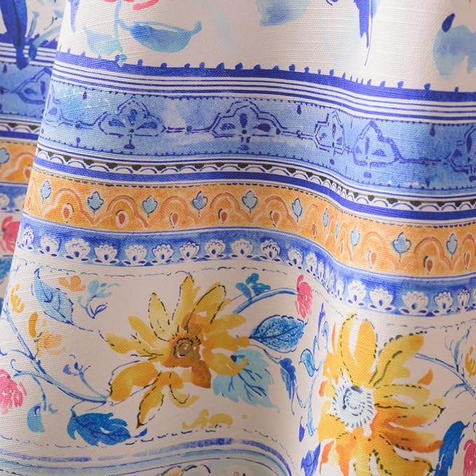 Maison d' Hermine Table Cloth Round Table 100% Cotton 69 Round Inches Tablecloth Reusable Decorative for Dining Kitchen Room Farmhouse Party Home Hotel Restaurant Spring Summer - Girassol