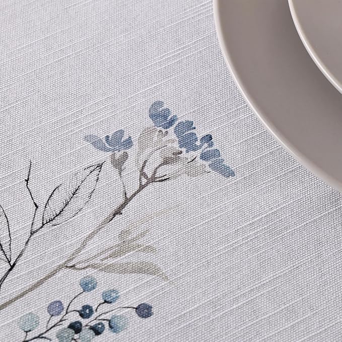 Maison d' Hermine Table Cloth Rectangle Table 100% Cotton 60 x 120 Inches Fall Tablecloth Reusable Everyday Use for Thanksgiving Christmas Decorations Dining Farmhouse Party (Ice Florals)