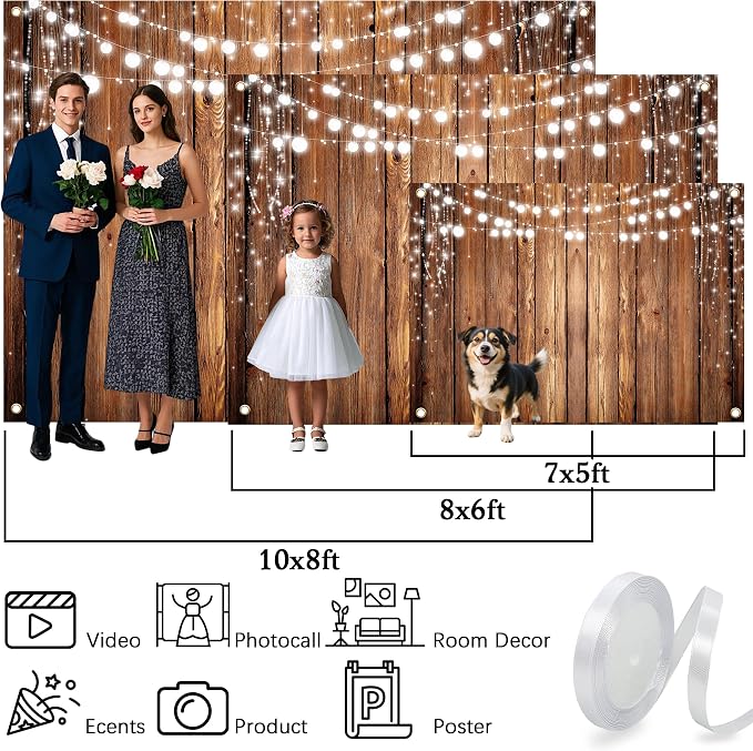 10x8 ft Wooden Board Backdrop Large Rustic Wood Background Vintage Brown Floor Photo Props Decorations Polyester for Adults Kids Birthday Banner Portrait Photography Supplies