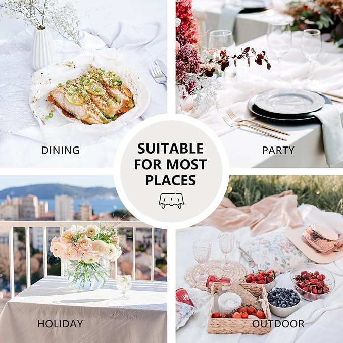 Linen World Stripe Linen Tablecloth,100% French Natural Stripe Table Cloth 55" x 55" Inch,Washable Square Tablecloth for Dining,Outdoor,Weddings and Restaurants,Decorative Thanksgiving Christmas