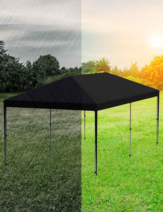 Heavy Duty Pop Up Canopy Tent for Parties - 10'x20' Waterproof Gazebo Shelter for Outdoor Events, Black