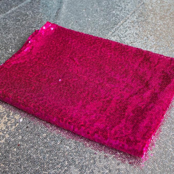 JYFLZQ Hot Pink Sequin Table Runner 12" x 72" Sparkly Fuchsia Metallic Table Runner Glitter Sequin Runner for Table Birthday Party Event Decorations