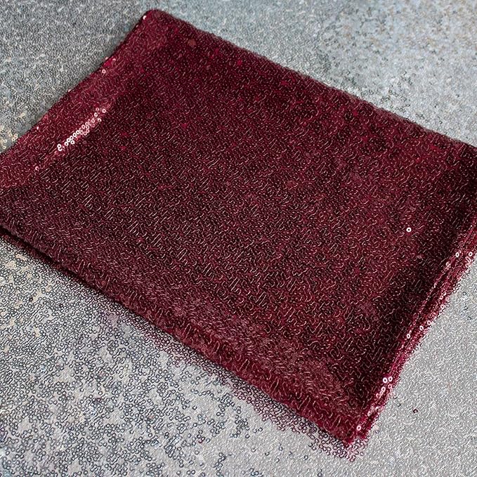 JYFLZQ Burgundy Sequin Table Runner 12" x 72" Pack of 5 Glitter Sequin Fabric Table Linens - Sparkly Runners for Wedding & Birthday Party Decor