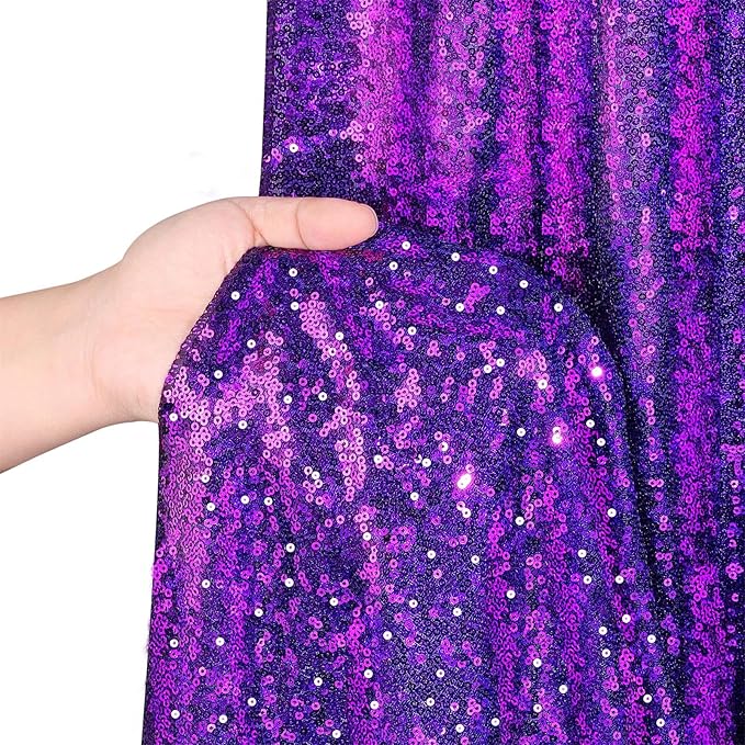 B-COOL Purple Sequin Backdrop Curtain: 6 Panels 2ftx8ft Curtain Background for Birthday Parties Decorations