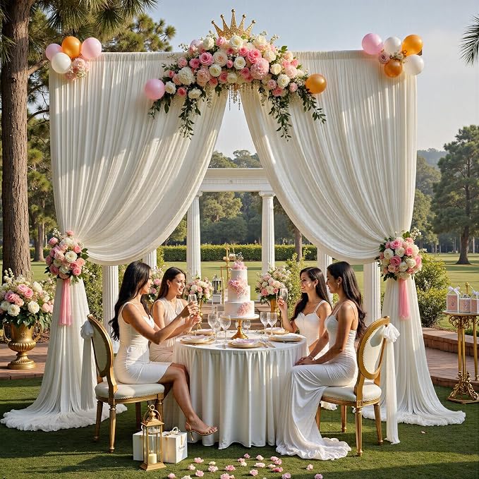 40ftx12ft Beige Backdrop Curtains for Parties, Wrinkle Free Polyester Beige Photo Backdrop Drapes 8 Panels 12 ft Long Back Drop Cloth for Wedding Birthday Photography Background