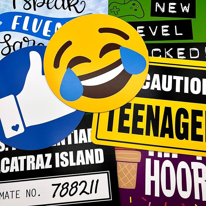 Plastic Photo Booth Prop Signs - Teenage Party Mix - PG-13 Family Friendly