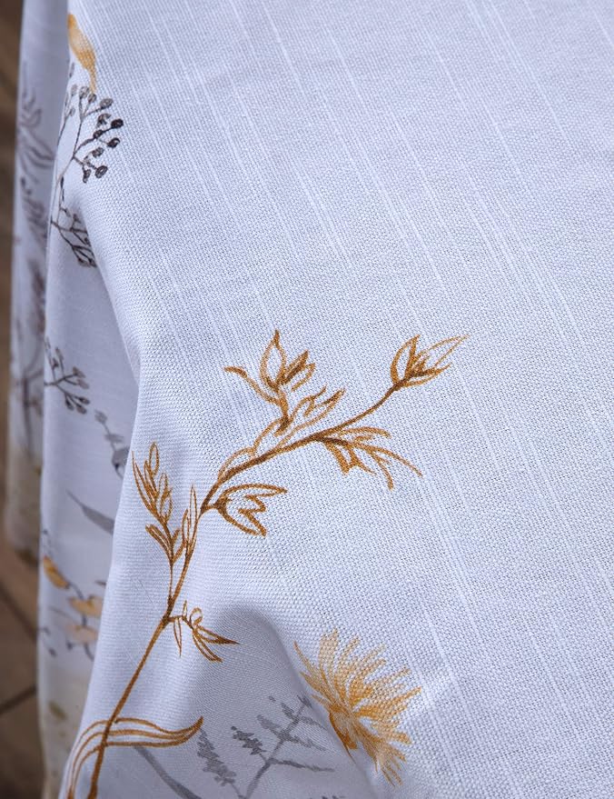 Maison d' Hermine Table Cloth Round Table 100% Cotton 69 Round Inches Tablecloth Reusable Decorative for Dining Kitchen Room Farmhouse Party Home Hotel Restaurant Spring Summer- Meadow Florals - Beige