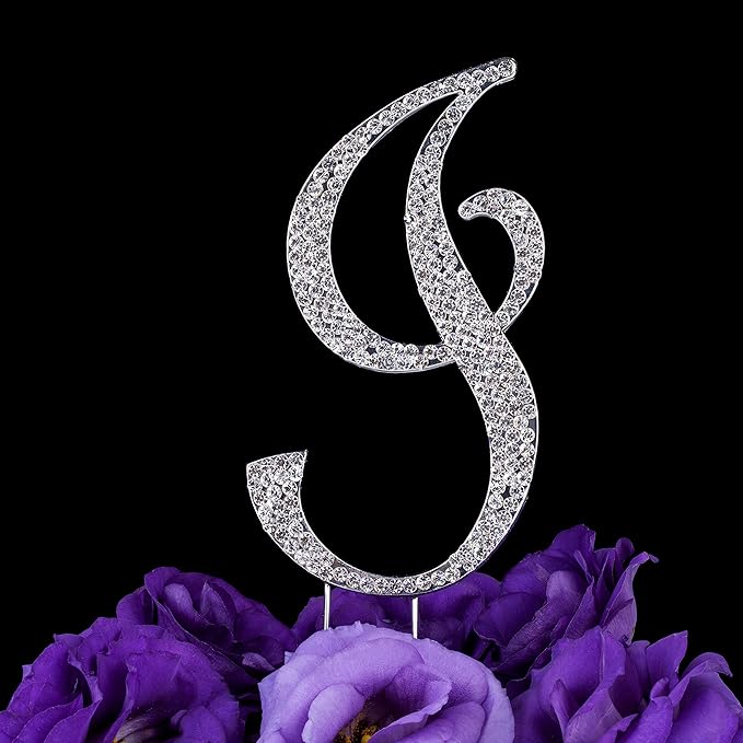 LOVENJOY Gift-Boxed 2.8" Rhinestone Letter I Cake for Topper