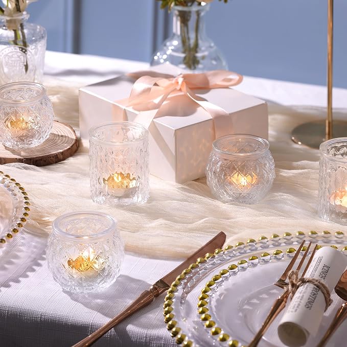 NITIME 12Pcs Assorted Votive Candle Holders for Wedding Centerpiece, Clear Tea Light Candle Holders, Glass Candle Holder for Table Centerpiece, Home and Party Decorations