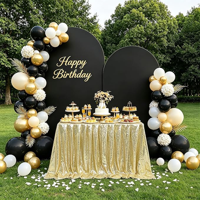 MoKoHouse Sequin Tablecloth Rectangular 90x132 Inch Light Gold Table Cloth Seamless Glitter Fabric for Home Party Wedding Decor Christmas Decorations