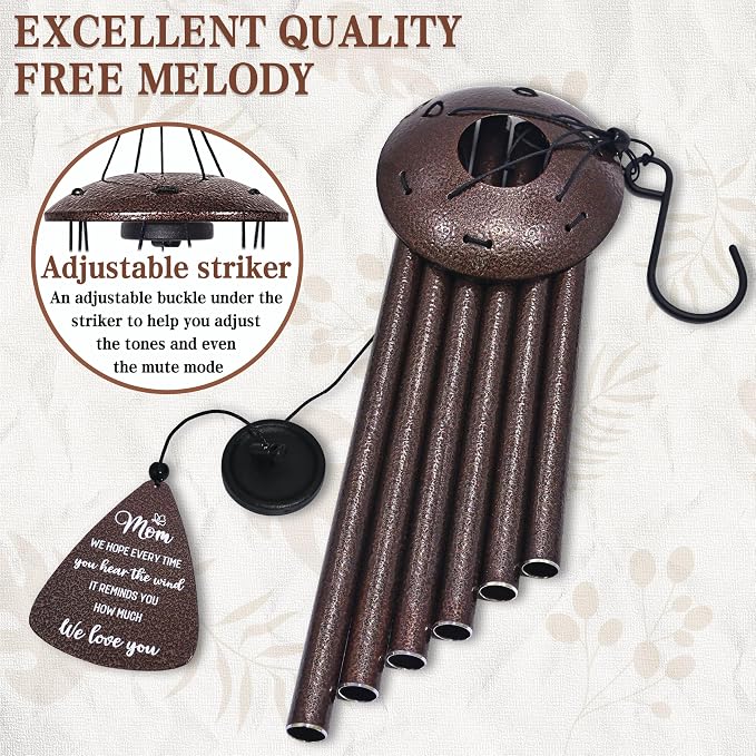Gifts for Mom, 32" Bronze Wind Chimes, Mom's Birthday Gifts from Daughter Son, Mother in Law Gift, Best Mom Ever Gift for Birthday Christmas Mother's Day, Home Decor