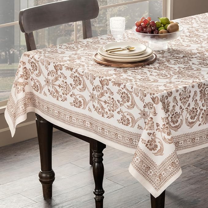 Maison d'Hermine Table Cloth Rectangle Table 100% Cotton 70 x 120 Inches Tablecloth Reusable Everyday Use for Dining Room, Farmhouse, Home, Party, Festive & Wedding - Allure