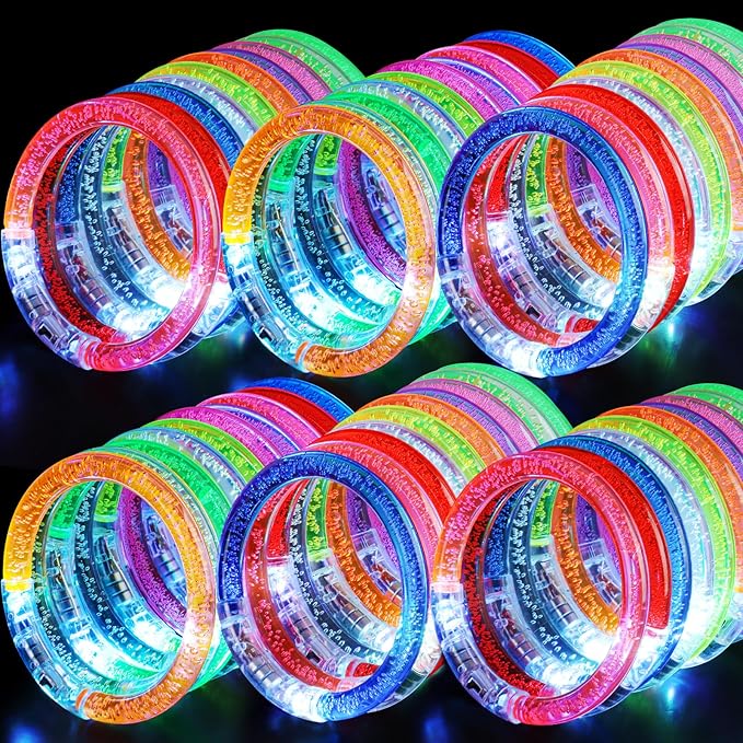 120 Pack Glow Bracelets Bulk, Glow in the Dark Party Supplies 10 Color LED Light Up Bracelets for Adults & Kids Birthday Wedding Party Favors Concert New Year Carnival Raves