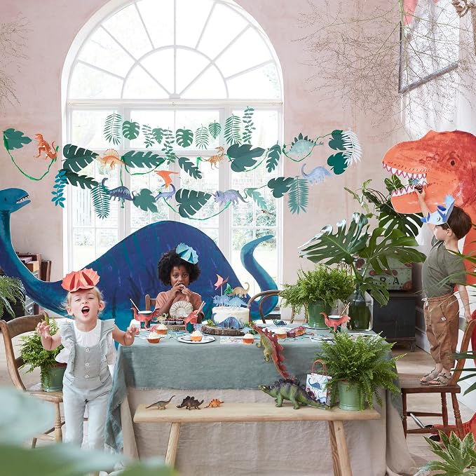 Meri Meri Dinosaur Kingdom Party Banner (Pack of 1), 10' Party Garland Including Excess Cord