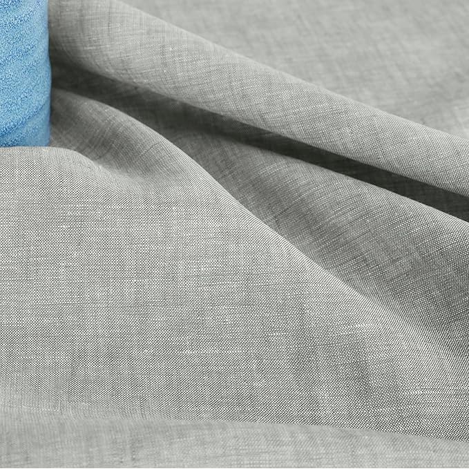 Solino Home Linen Table Runner 48 Inches - 100% Pure Linen Chambray Grey Table Runner 14 x 48 Inch Ideal for Dresser and Coffee Tables, Mothers Day - Athena