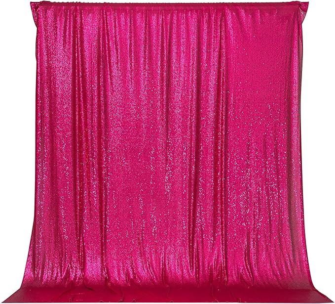 PartyDelight Hot Pink Sequin Backdrop 6x8ft 4 Inch Rod Pocket | Dense 3mm hot pink sequins on mesh backing with 4 inch rod pocket for full body photos ceremony arches party walls and stage