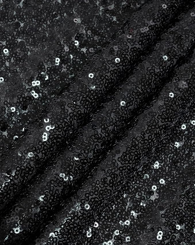 Eternal Beauty Black Tablecloth, 120 Inch Round Sequin Tablecloth for Party Cake Dessert Table Exhibition Events