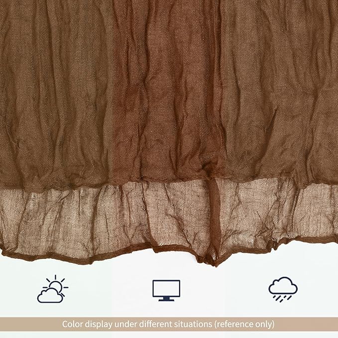 12 Pack Brown Table Runner 10Ft Cheesecloth Table Runner Rustic Gauze Table Runners Romantic Long Sheer Fabric Cheese Cloth Table Runners for Wedding Party Bridal Baby Shower