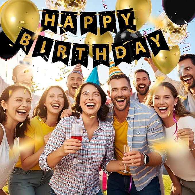 Gold 40th birthday decorations for men,3pcs birthday Decorations for Men boys black and gold Balloon Boxes Birthday Party Favors