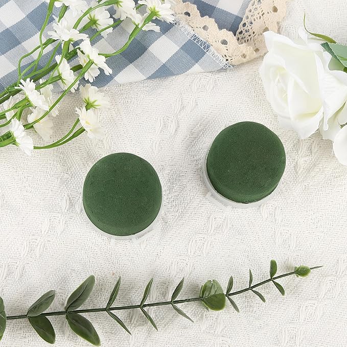 24 Pcs Mini Floral Foam Holders Set, Wet Green Foam for Fresh Flower Arrangements, Wedding, Wine Bottle Decor Supplies