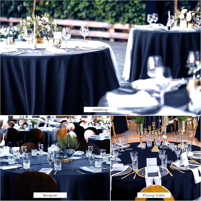 joybest 6 Pack Round Tablecloths 90 Inch Polyester Table Cloth for 30-60 Inch Tables, Stain and Wrinkle Resistant Washable Fabric Table Cover for Wedding, Party, Reception, Banquet, Navy Blue