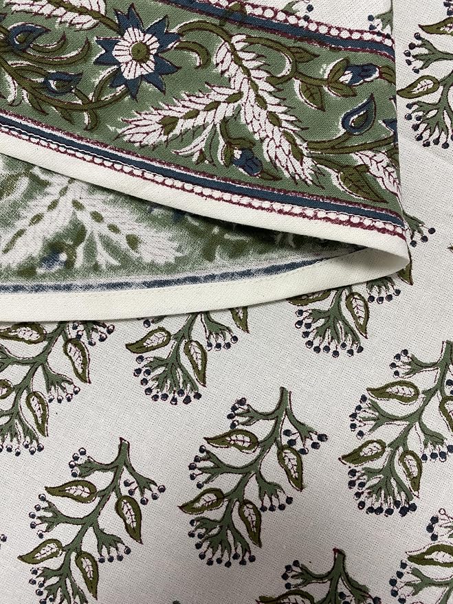 Ridhi Round Tablecloth Hand Block Print 100% Cotton Reusable Evergreen 90 Inch Table Cover Decorative Everyday Use for Dining, Home, Party, Wedding, Farmhouse, Party Gift for Spring, Mother's Day