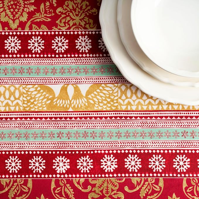 Maison d' Hermine Table Cloth Rectangle Table 100% Cotton 70 x 140 Inches Fall Tablecloth Reusable Everyday Use for Thanksgiving Christmas Decorations Dining Farmhouse Party (Sofia)