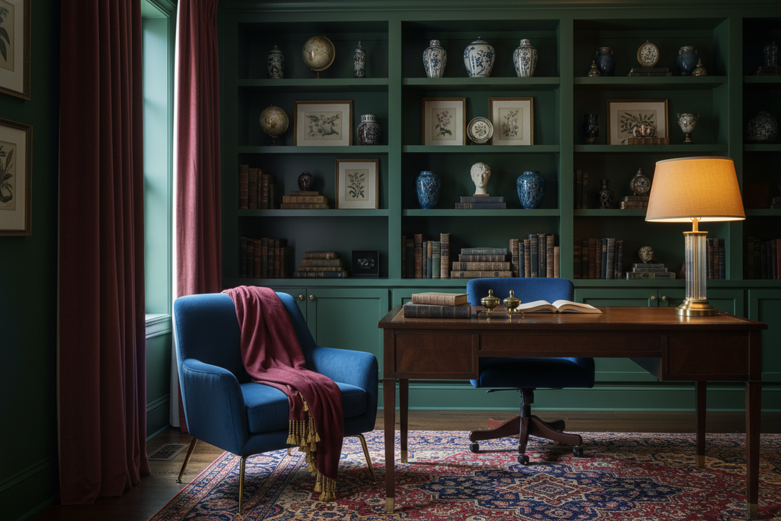 Using Jewel Tones for a Moody Home Office