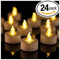 PUNPUBA LED Tea Lights Candles- 24Pack Flameless Candles Realistic and Bright Flickering Long Lasting 200Hours for Holiday Celebration,Party, Home Decoration WarmYellow,Battery Operated