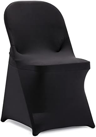 Howhic Folding Chair Covers - 50pcs, Black Universal Spandex Fitted Covers for Wedding, Party, Banquet, Conference