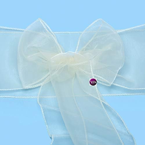 VDS Pack of 175 Organza Chair Sashes for Weddings & Events Décor | Sheer Shiny Dining Chair Bows for Banquet, Party, Reception | Reusable Decorative Sash for Folding & Chiavari Chairs - Ivory