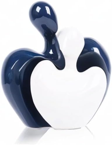 Ceramic Love Statue, Couple Hug Sculpture, Blue and White Home Decor, Modern Home Decor, Love Symbol Statue on Living Room Shelf, Set of 2