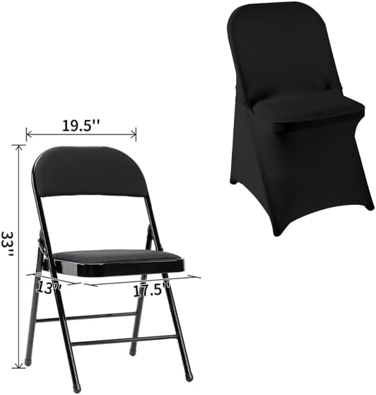 36 PCS Waterproof Stretch Spandex Folding Chair Covers, Dining Room Chair Slipcovers Protector for Wedding, Banquet, Party, Holidays, Celebration and Decoration（Black）
