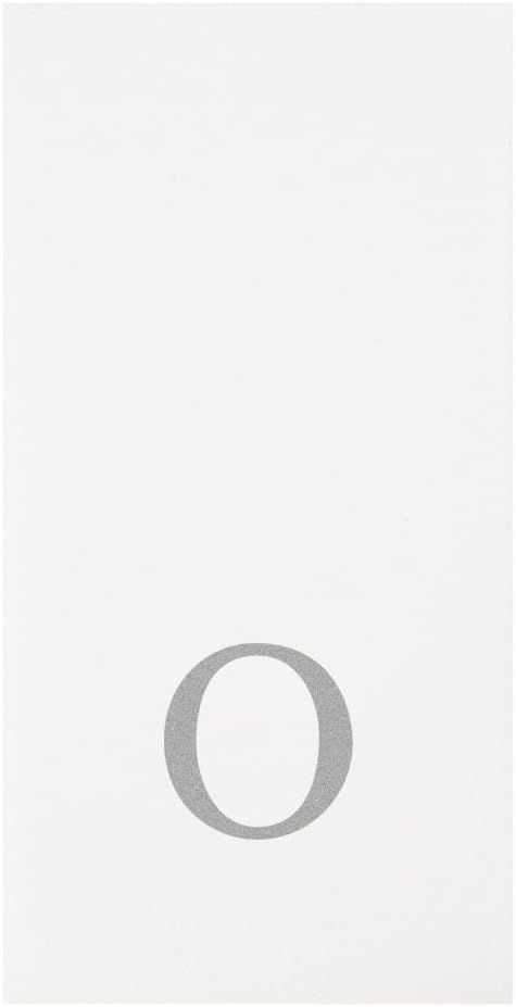 Luxenap 15.8 X 7.9 Inch Linen-Feel Guest Towels, 50 Lettered Hand Towels - Silver Letter 'O', Sans Serif Font, White Paper Dinner Napkins, airlaid, For Restrooms And Tables - Restaurantware