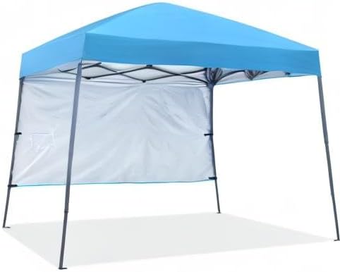 ABCCANOPY Outdoor Pop Up Canopy 10x10 Beach Camping Canopy with 1 Sun Wall, Bonus Backpack Bag, Stakes and Ropes, Sky Blue