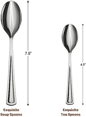 Exquisite Silver Plastic Tea Spoons Heavy Duty 160 Pieces Silver Plastic Silverware Heavy Duty Disposable Silverware Set, Disposable Tea Spoons Eating Utensils Sets Flatware Set For Parties & Events