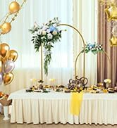 Wedding Arch Backdrop Stand Set of 2 Gold Metal Arch Frame 7.2FT & 6FT Backdrop Stand Wedding Arch Bracket Stand Birthday Party Balloon Arch